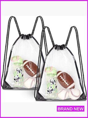 Clear Drawstring Backpacks 2-Pack Stadium Approved Concert Travel Gym